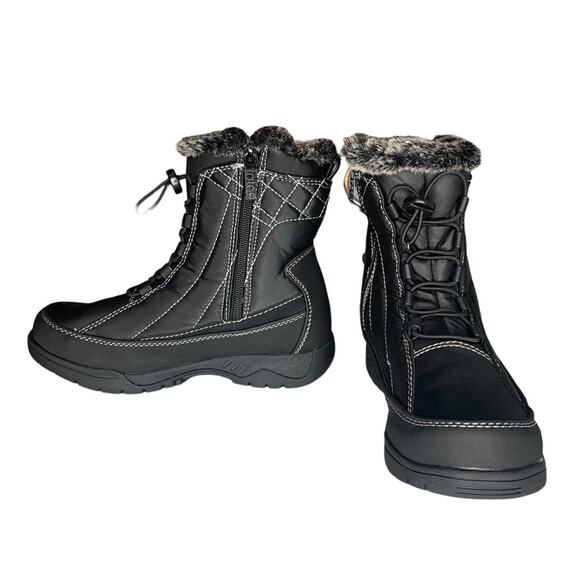 Totes NWOB Rain Faux Fur Boots Women Size 6M Black - Picture 4 of 13